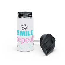 Load image into Gallery viewer, Sip, Smile, Repeat Stainless Steel Water Bottle, Standard Lid
