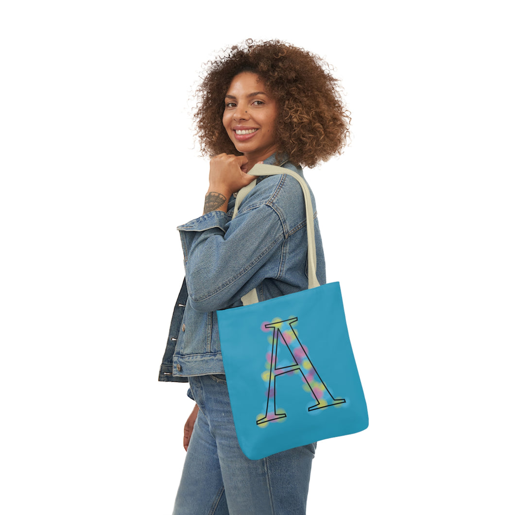 Initial Arty A Design Canvas Tote Bag, 5-Color Straps